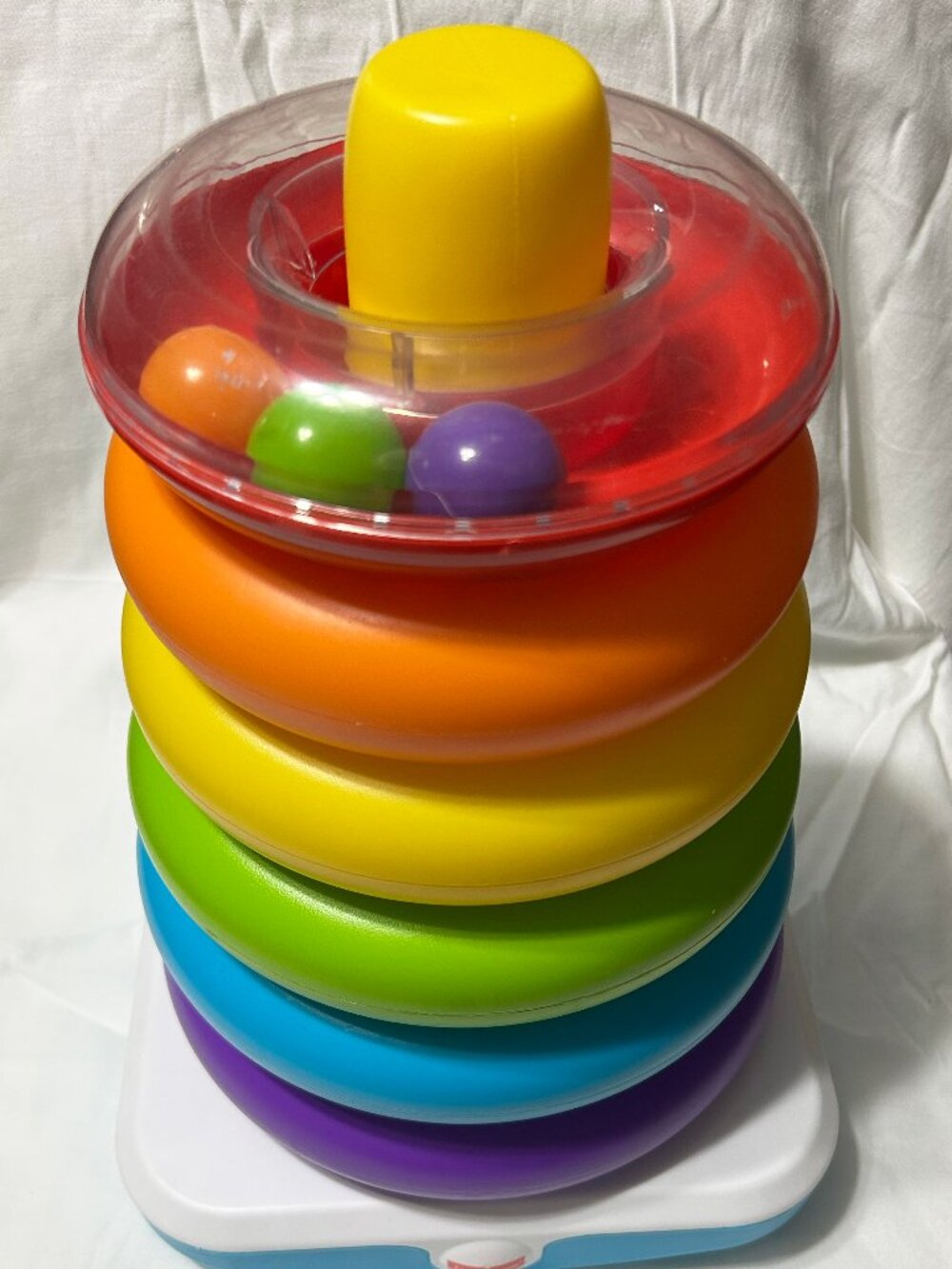 Fisher-Price Giant Bright Rainbow Classic Stacking Ring Toy with Colorful Balls